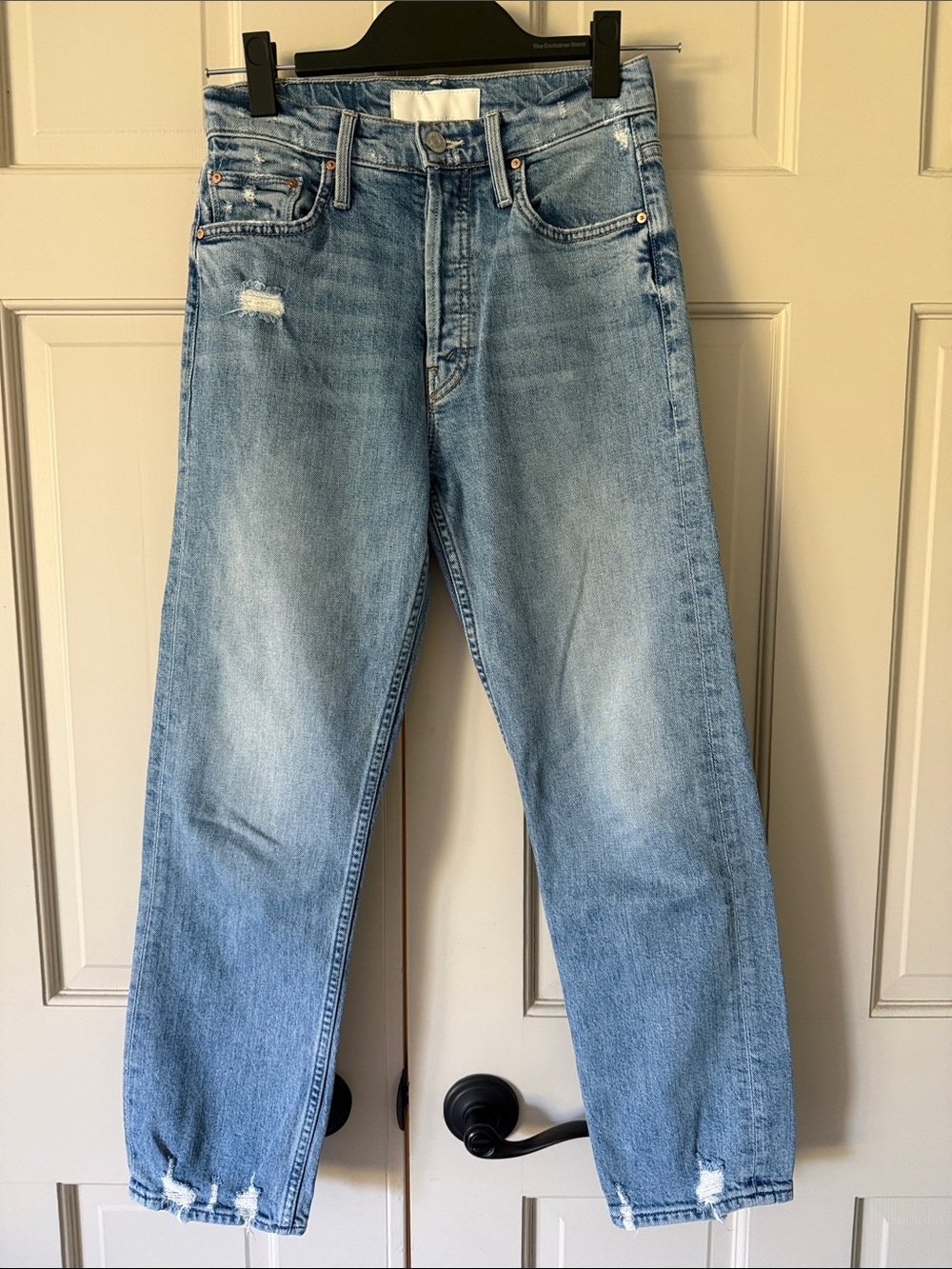 MOTHER Light Wash Relaxed Straight Jeans